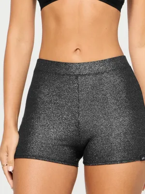 Yitty shimmered iconic black silver soft rib hot shorts medium thumbnail 1