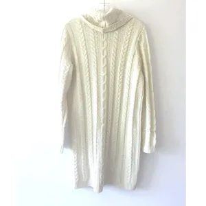 BB Dakota Alaska‎ Womens L Cable Knit Cowl Neck Sweater Dress Ivory Cream thumbnail 9