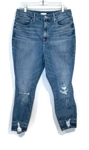 Good American Distressed Ankle Skinny Jeans - Medium Blue thumbnail 1