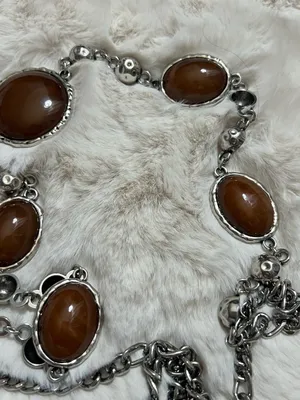 Brown Agate-Style Silver Link belt- Women one size thumbnail 4