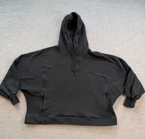 Lululemon Oversized Black Cotton Hoodie XS/S Women’s Pullover Boxy Heavyweight thumbnail 1
