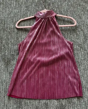 CeCe metallic pink halter top size small thumbnail 1