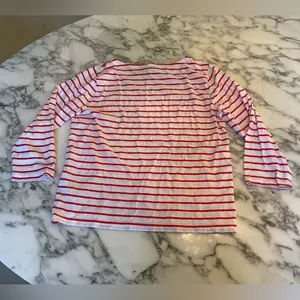 NWOT J.Crew Striped Boatneck Top in Pink Sz M small holes in bottom front thumbnail 3
