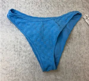 PacSun‎ Swim Eco Blue Textured Checkerboard High Leg Bikini Bottoms Small NWT thumbnail 1
