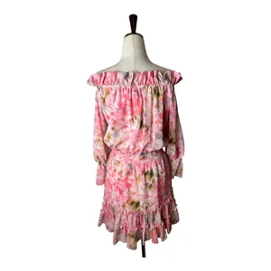 MISA Los Angeles‎ Danae Dress Women XS Pink Taza Floral Mini Off Shoulder Boho thumbnail 4