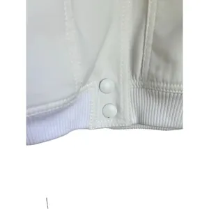 Zara Cream Linen Blend Snap Button Mock Neck Cropped Bomber Varsity Jacket L thumbnail 5