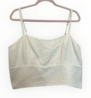 Abercrombie & Fitch Textured Crop Top Off White Side Zip Womens XL thumbnail 1