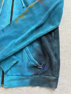 Teal Tie Dye Aviator Nation Zip Up thumbnail 2