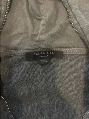AllSaints 1/4 Zip Charcoal Grey Sweatshirt thumbnail 2