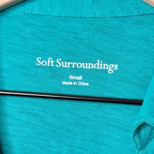 Soft Surroundings Danielle Button Midi Dress Teal Blue Green Size Small thumbnail 7