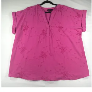 Fred David Magenta Pink Floral Embroidered Shirt Blouse XL Cottagecore Prairie‎ thumbnail 2