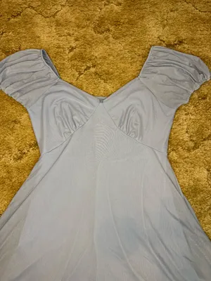 See You Monday Blue Puff Sleeve Mini Dress Medium Babydoll thumbnail 5