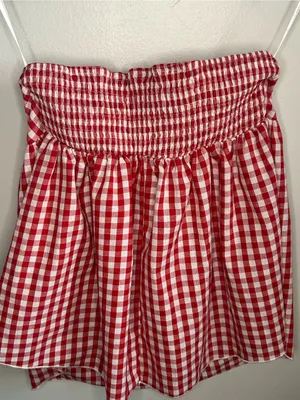 Strapless Red Gingham Tunic Top thumbnail 10