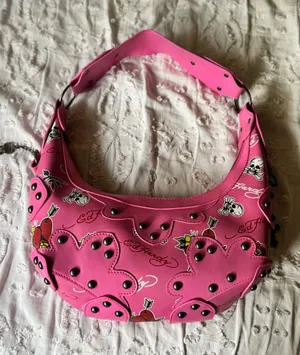 Ed Hardy Pink Floral & Skull Shoulder Bag thumbnail 1