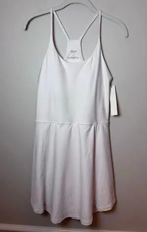 Aqua white athletic dress built in shorts size small tennis dress NWT $88 thumbnail 1