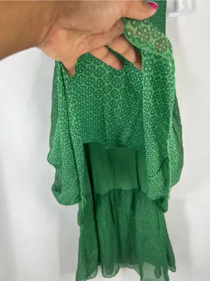 Marie‎ la Lune XL Green Silk Blend Layered High-Low Dress Made in Italy thumbnail 9