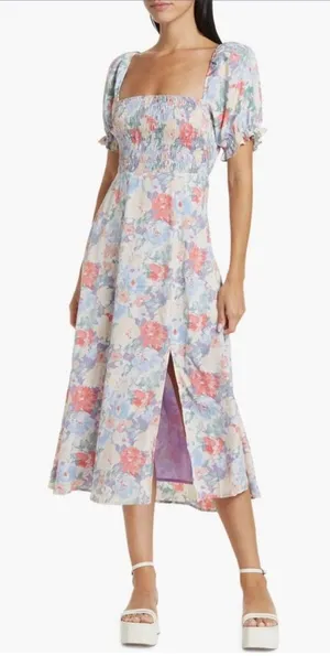 Astr Puff Sleeve Midi Floral Dress size‎ M thumbnail 1