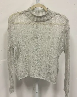 Zara Open Knit Crewneck Sweater‎ Light Gray XS-S 0021/107/406 thumbnail 1