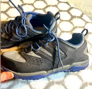 Columbia Womens Gray and Blue Hiking Shoes 8.5, waterproof, preloved worn 2X thumbnail 1