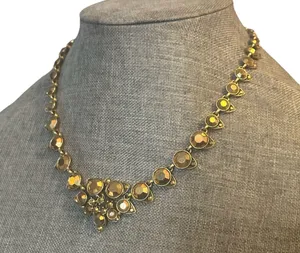 Vintage Rhinestone Statement Necklace Gold thumbnail 2