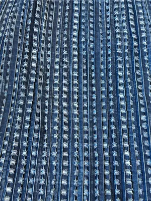 Tantrum’s Womens Denim Blue Midi Flare Skirt Textured Smocked Waist Tassels Boho thumbnail 6