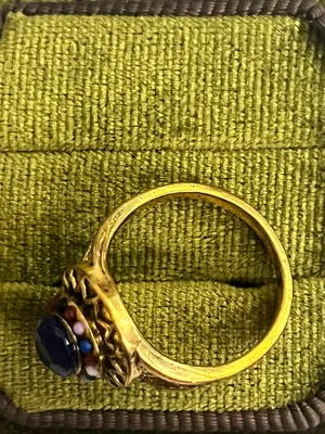Vintage/Bohemian Design Stainless Steel Golden w/ Gemstones Statement Ring S 6 thumbnail 3