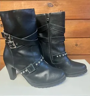 Ride Tec Women's 3 Buckle Riding Boots - Black* Leather * Heeled * Sz 10 thumbnail 1