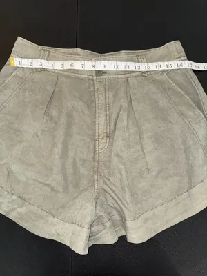 Free People Pleated High Rise Lyocell Blend Shorts Olive Green Size 14 thumbnail 4