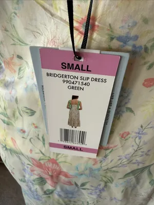 NWT Bridgerton Bow Strap Slip Maxi Dress Floral Cottagecore Green Multi Small thumbnail 5