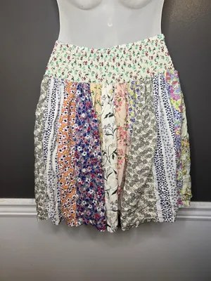 Blue Sky Skirt Womens Small Multi Floral Peasant Elastic Waist Mini Boho thumbnail 4
