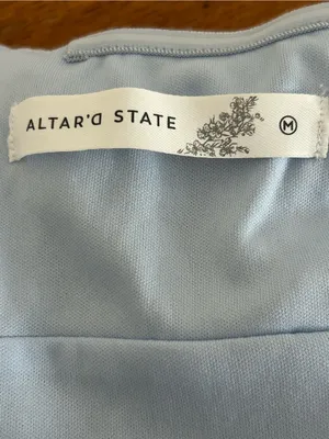 Altar’d State Embroidered Strapless Mini Dress Light Blue Size M thumbnail 3