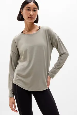New Athleta L Move With Ease Top Willow Green Large Regular thumbnail 1