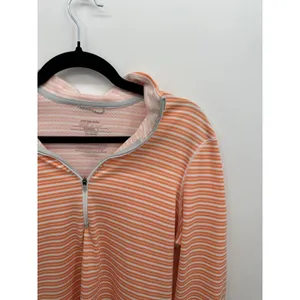 Patagonia Women L Capilene 3 Midweight Polartec Quarter Zip Striped Orange Large thumbnail 5