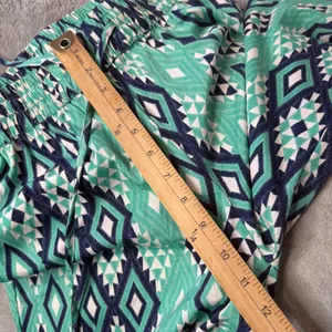 BOHO Wide Leg Palazzo‎ Pants Size S Green Geometric Smocked Waist Festival Flowy thumbnail 6