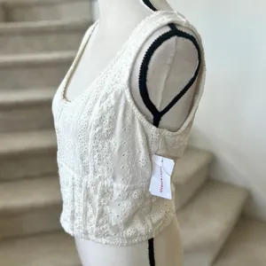 NWT Lucky Brand Cream White Eyelet Hook Closure Sleeveless Corset thumbnail 2