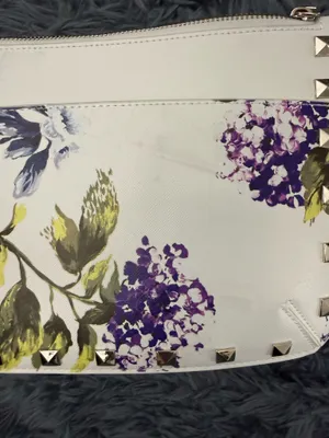 White House Black Market Floral Studded White Wristlet Clutch thumbnail 7