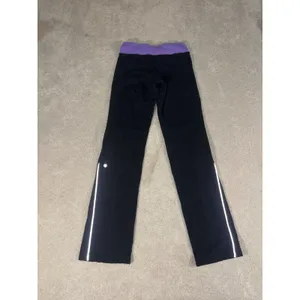 Lululemon Womens Pants Straight Leg Mixed Material Pull On Black Size 4 Thick thumbnail 7