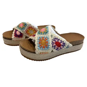 Coutgo Womens Platform Open Toe Sandals in Floral Crochet, Size 7.5 thumbnail 3
