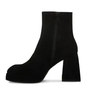 STEVE MADDEN Treasure Black Suede Platform Square Toe &  Heel Booties Size 9.5 thumbnail 9