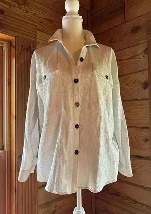 Zara White Oversized textured shacket size XS​ thumbnail 1
