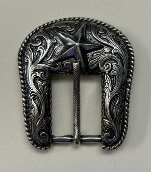 Silver Plated Western Star Embossed Women’s Replacement Belt Buckle thumbnail 1