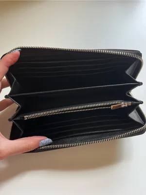 Coach Black and Gray Signature Zip Wallet thumbnail 8