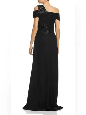 Tadashi Shoji Vesta Black Sequin Bodice Maxi Dress Size 6 thumbnail 2