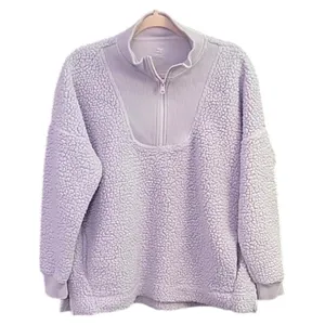 Aerie‎ Sherpa Half Zip Pullover Purple Fleece Sweatshirt Women's Medium NWOT thumbnail 4