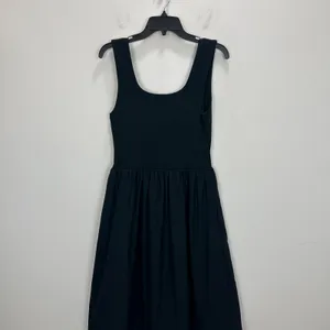 J.Crew Drop Waist Mixy Dress Midi Cotton A Line Minimalist Black Small NWT thumbnail 11