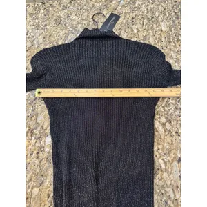 Nancy Yang black ribbed mock neck sweater Studded Size XS Black Multi thumbnail 5