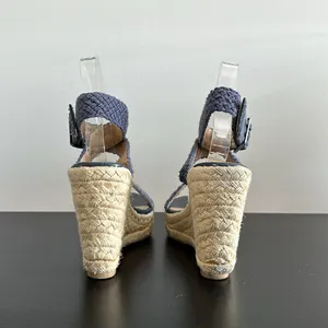 Charming Charlie Blue‎ Wedge Sandals Sz 6 thumbnail 4