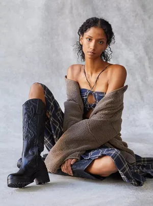 JEFFREY CAMPBELL x Anthropologie Tall Western Heeled Boots in Black Size US 8.5 thumbnail 1