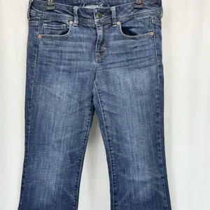 American Eagle Original Boot Jeans Women's  8 Short Bootcut Dark Wash Fade Boho thumbnail 2
