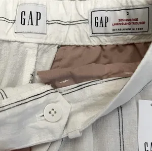 GAP 365 High Rise Linen-Blend Trousers Off White Stripe Size 2 New thumbnail 5